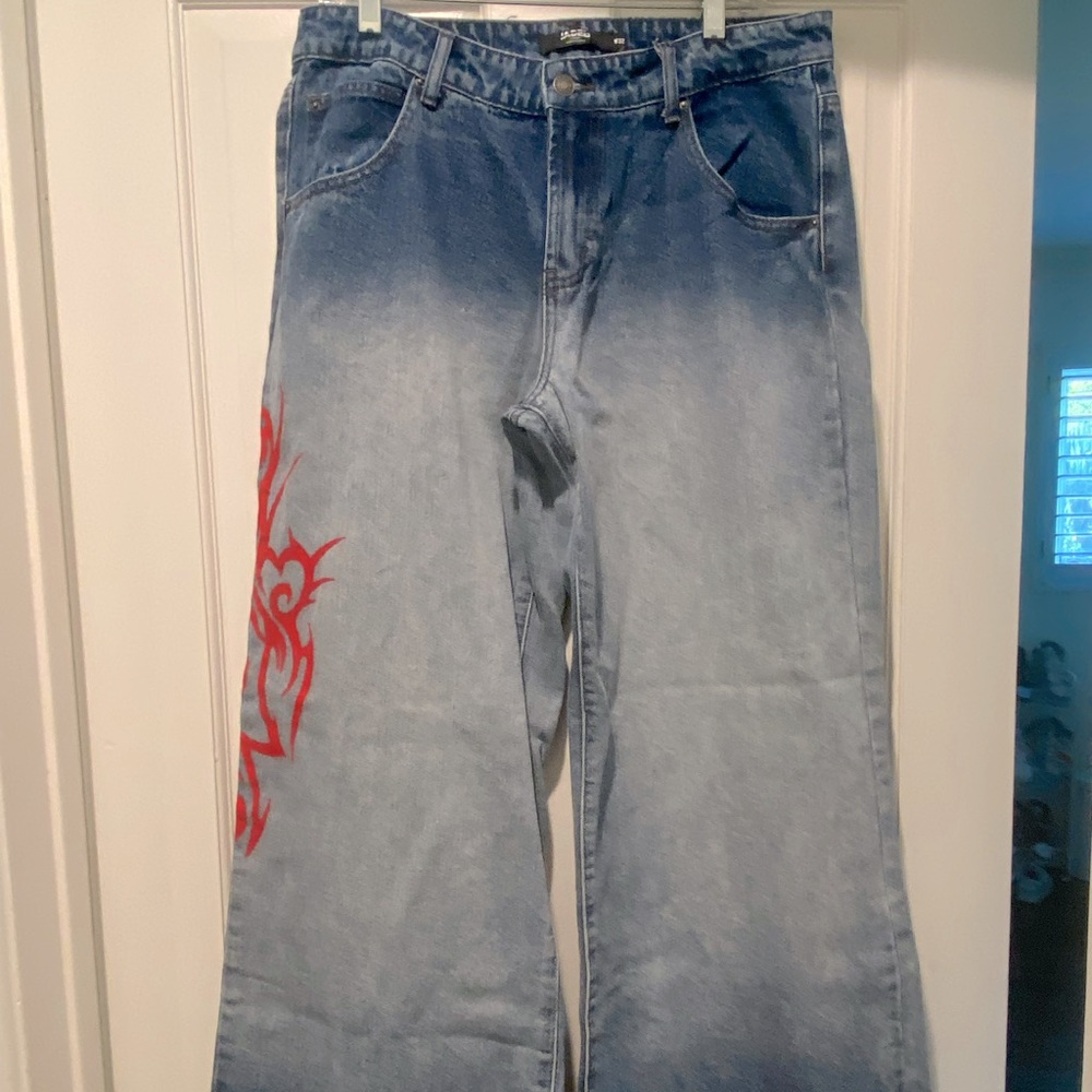Jaded jeans with flames, size 32